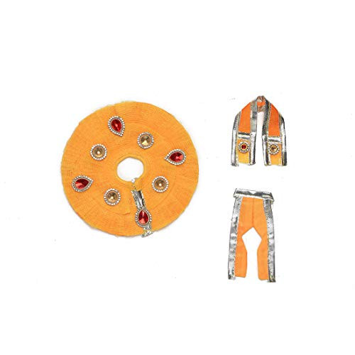 Yellow Cloth for Lord Krishan Ladu Laddu Gopal Kanaiya Bal Krishna Dress Poshak Vastra for Little Metal Idol Statue (Size:- 5 inch Diameter)