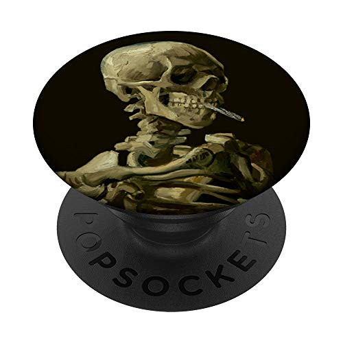 Vincent van Gogh Art Still Life Skull with Burning Cigarette PopSockets PopGrip: Swappable Grip for Phones  and  Tablets