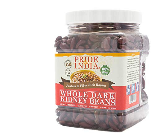 Pride Of India - Indian Whole Dark Kidney Beans - Protein  and  Fiber Rich Rajma, 3.3 Pound (1.5 Kilo) Jar (3 Pound plus 10percent Extra Free = 3.3 Pounds Total)