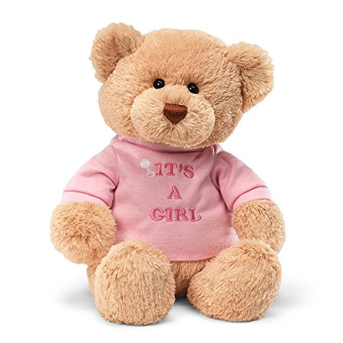 GUND Its a Girl T-Shirt Teddy Bear Stuffed Animal Plush in Pink, 12