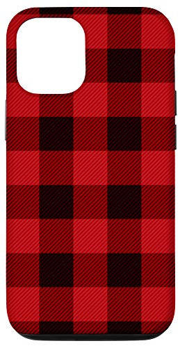 iPhone 12/12 Pro Classic Red  and  Black Buffalo Plaid Check Pattern Design Phone Case