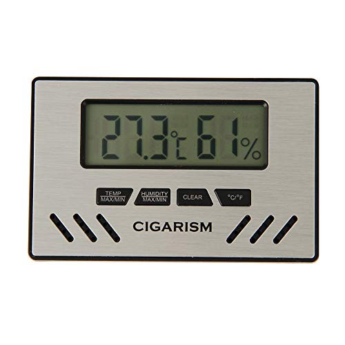 CIGARISM Digital Hygrometer and Thermometer for Cigar Humidor (Silver)