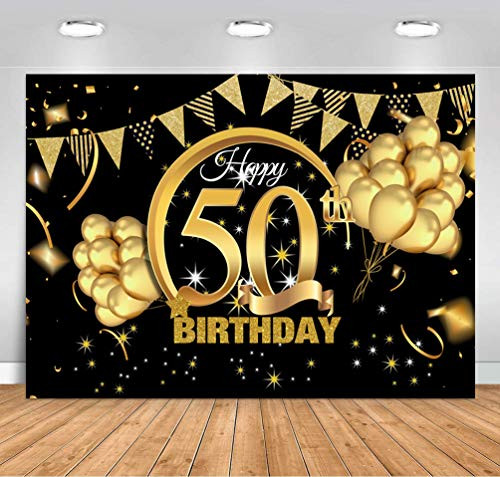 Sensfun Black Gold Happy 50th Birthday Backdrop Sparkle Glitter Balloons Shiny Stars Photography Background for Women Men 50th Birthday Decorations Banner Fifty Bday Party Photo Studio Props 7x5ft Sensfun Black Gold Happy 50th Birthday Backdrop Sparkle Glitter Balloons Shiny Stars Photography Background for Women Men 50th Birthday Decorations Banner Fifty Bday Party Photo Studio Props 7x5ft