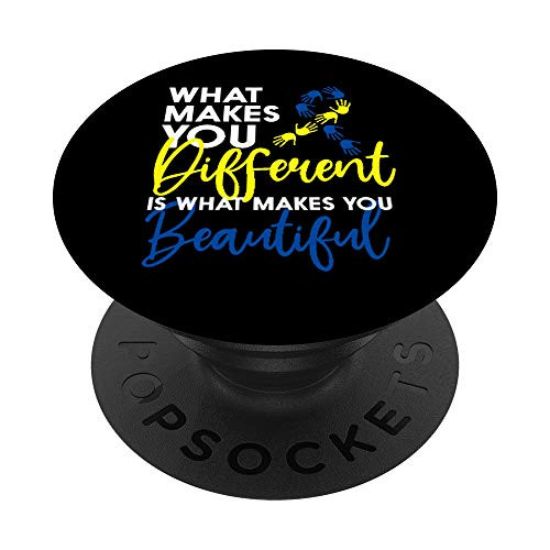 Down Syndrome Day Awareness T21 Hand Heart Butterfly PopSockets PopGrip: Swappable Grip for Phones  and  Tablets