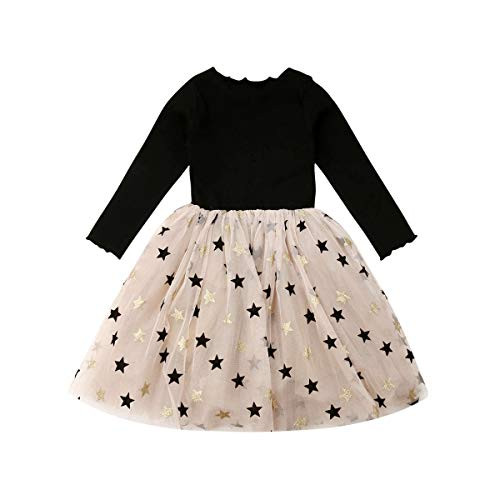 Baby Toddle Girls Tutu Dress Short Sleeves and Sleeveless Stripe Tulle Skirts A-line Dress (Stars A, 4T) Baby Toddle Girls Tutu Dress Short Sleeves and Sleeveless Stripe Tulle Skirts A-line Dress (Stars A, 4T)