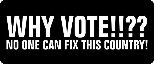 1080 Graphics 3 - Why Vote No One Can Fix This Country Hard Hat/Biker Helmet Sticker BS 962