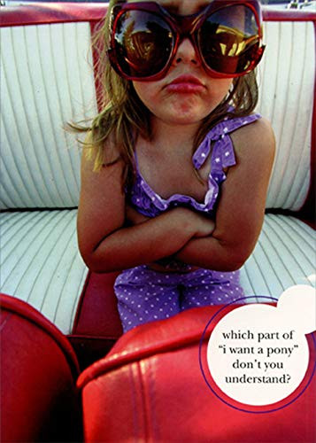 Portal Pouting Girl in Back Seat Funny/Humorous Feminine Birthday Card for Her/Woman