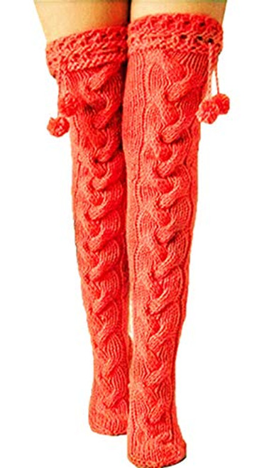VARWANEO Women Cable Knit High Socks Over Knee High Long Tube Leg for Warmers Stockings Extra Long Winter Knit Warm Thick Tall Long Boot Stockings Leg Warmers(Red Ball) VARWANEO Women Cable Knit High Socks Over Knee High Long Tube Leg for Warmers Stockings Extra Long Winter Knit Warm Thick Tall Long Boot Stockings Leg Warmers(Red Ball)