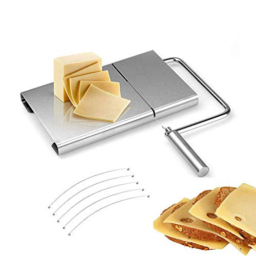Endurance Stainless Steel Modern Cheese Slicer, Stainless Steel Cheese Cutter,Wire Cheese Slicer for Cheese Butter, Equipped with 5Replaceable Cheese Slicer Wires