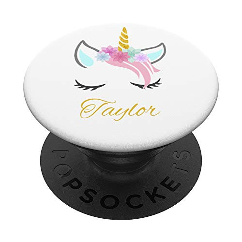 Taylor Name Gift Personalized Unicorn PopSockets PopGrip: Swappable Grip for Phones  and  Tablets
