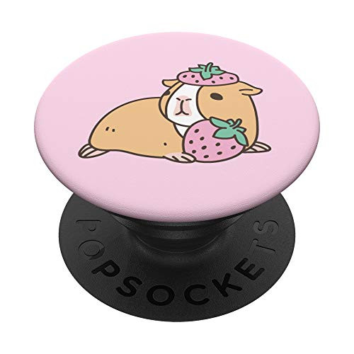 Cute Guinea Pig with Strawberry Beret PopSockets PopGrip: Swappable Grip for Phones  and  Tablets