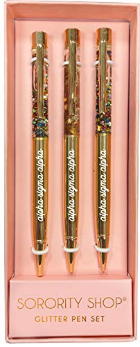 Alpha Sigma Alpha Sorority Glitter Pen Set