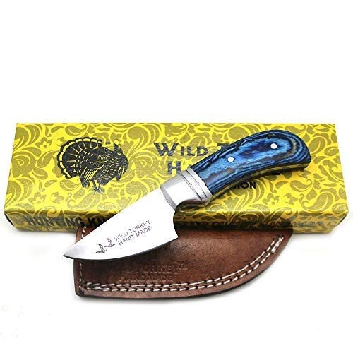 Wild Turkey Handmade Collection 6.25 inch Fixed Blade Hunting Knife w/Genuine Leather Sheath (Wood)