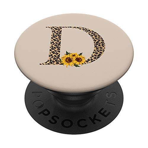 Leopard Animal Print Monogram Letter D Tan Sand Beige PopSockets PopGrip: Swappable Grip for Phones  and  Tablets