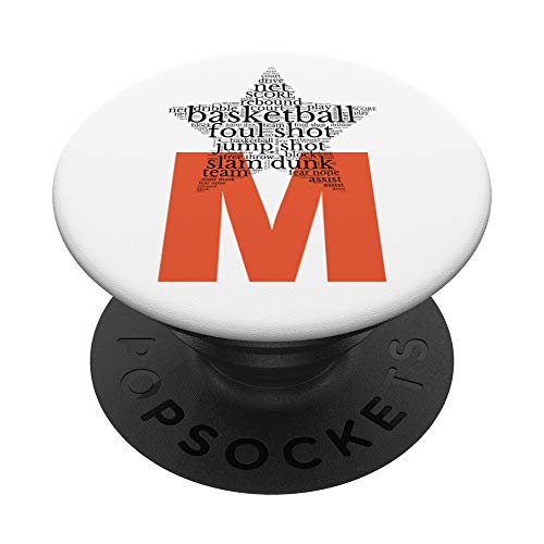 Star Image Basketball Player Name Initial M Monogram PopSockets Grip and Stand for Phones and Tablets