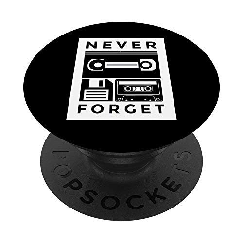 Never Forget Old School Tapes Vintage Gift PopSockets Grip and Stand for Phones and Tablets