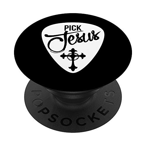 Pick Jesus Guitar Pick T Shirt Musician Guitar Player Gifts PopSockets PopGrip: Swappable Grip for Phones  and  Tablets