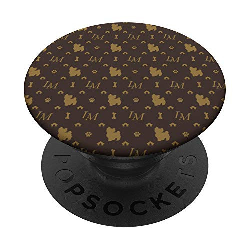Louis Maltese Dog Brown and Beige Pattern of Bone Motifs PopSockets Grip and Stand for Phones and Tablets