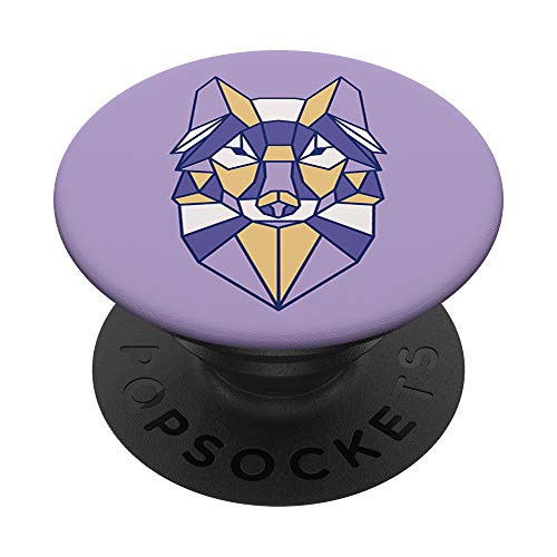 Retro Wolf Head Geometric Pattern Design Lavender Purple PopSockets PopGrip: Swappable Grip for Phones  and  Tablets