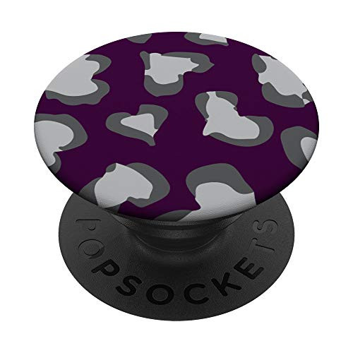 Lavender Grey Leopard Cheetah Animal Print Heart PopSockets PopGrip: Swappable Grip for Phones  and  Tablets