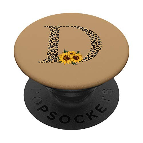 Leopard Animal Print Monogram Letter D Camel Tan PopSockets PopGrip: Swappable Grip for Phones  and  Tablets