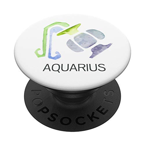 Aquarius Zodiac Sign Horoscope Watercolor Astrology Symbol PopSockets PopGrip: Swappable Grip for Phones  and  Tablets