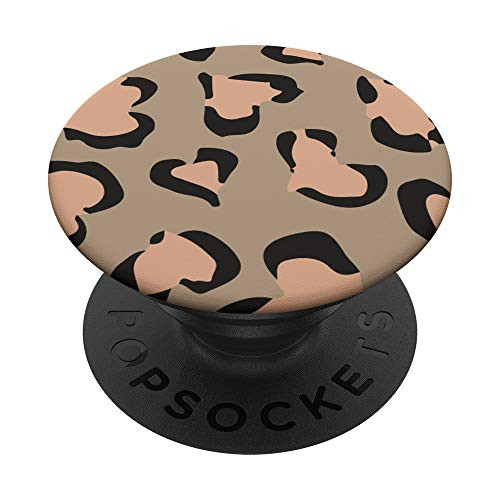 Champagne Tan Leopard Cheetah Animal Print Heart PopSockets PopGrip: Swappable Grip for Phones  and  Tablets
