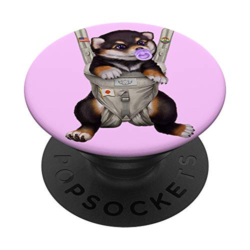 Black Tan Shiba Inu Dog in Baby Carrier with Pacifier PopSockets PopGrip: Swappable Grip for Phones  and  Tablets