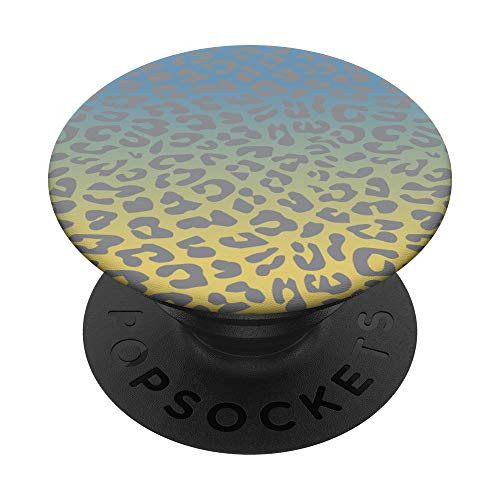 Blue Yellow Sunrise Ombre Leopard Cheetah Animal Print PopSockets PopGrip: Swappable Grip for Phones  and  Tablets
