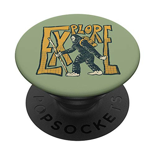 EXPLORE - Hiking Sasquatch Vintage Bigfoot Backpacking PopSockets PopGrip: Swappable Grip for Phones  and  Tablets