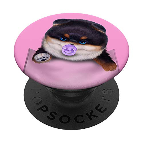 Black Tan Pomeranian Dog in Pocket with Pacifier PopSockets PopGrip: Swappable Grip for Phones  and  Tablets