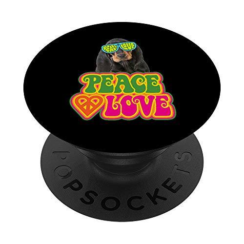 Peace Heart Love Dog Black and Tan Coonhound PopSockets PopGrip: Swappable Grip for Phones  and  Tablets