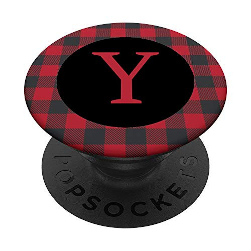 Plaid Letter Y Monogram Initial Buffalo Check Red Black PopSockets Grip and Stand for Phones and Tablets Plaid Letter Y Monogram Initial Buffalo Check Red Black PopSockets Grip and Stand for Phones and Tablets