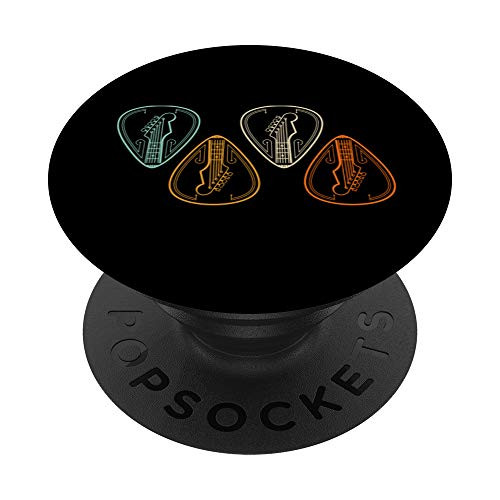 Bassist Music Gift Guitar Pick Retro Bass Guitar PopSockets PopGrip: Swappable Grip for Phones  and  Tablets