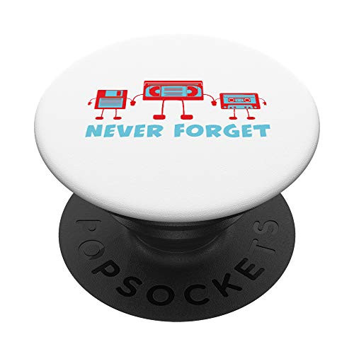 Never Forget - Funny Retro Floppy Disk VHS Tape PopSockets PopGrip: Swappable Grip for Phones  and  Tablets