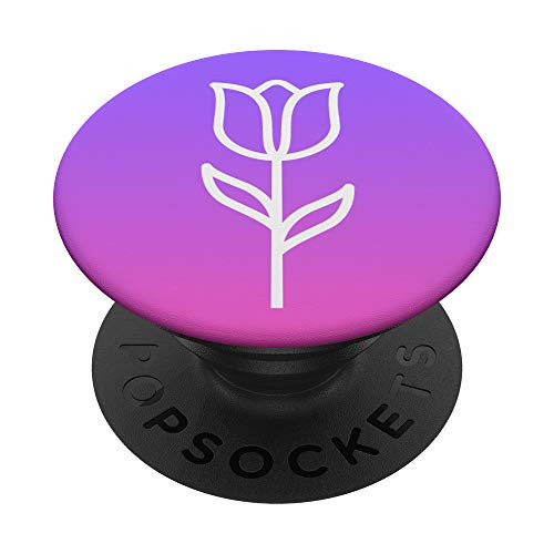 Purple Violet Ombre Minimalist Tulip Floral Design PopSockets PopGrip: Swappable Grip for Phones  and  Tablets