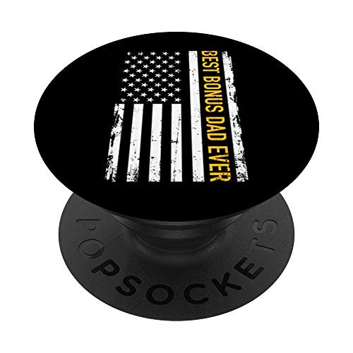 Best bonus dad ever with US american flag PopSockets Grip and Stand for Phones and Tablets