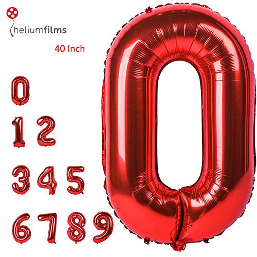 Large Number 0 Balloons Red Giant Helium Big Foil Mylar Balloons Birthday Party Decorations Wedding Decor 40 Inch (Number 0)