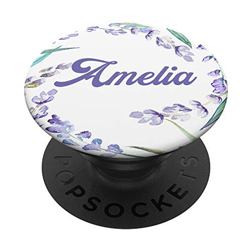 Amelia Name Personalized Floral Lavender Watercolor PopSockets PopGrip: Swappable Grip for Phones  and  Tablets