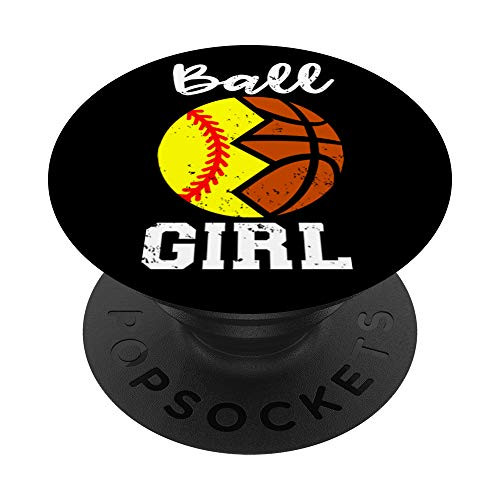 Ball Girl Funny Softball Basketball Girl PopSockets Grip and Stand for Phones and Tablets