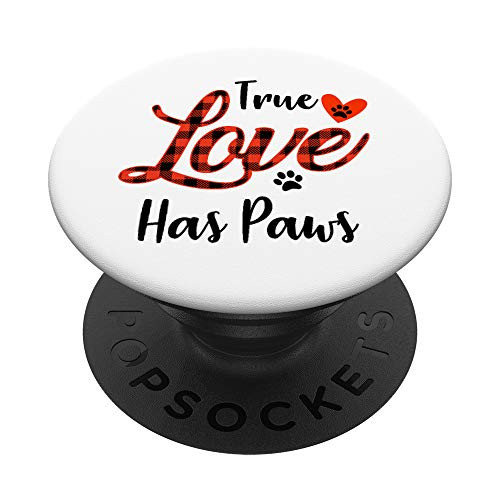 Dog Valentine Buffalo Check Dog Paw True Love Has Paws PopSockets PopGrip: Swappable Grip for Phones  and  Tablets