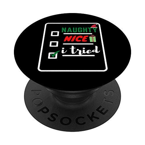 Christmas Checklist Design Santa Hat List Naughty Nice Xmas PopSockets Grip and Stand for Phones and Tablets