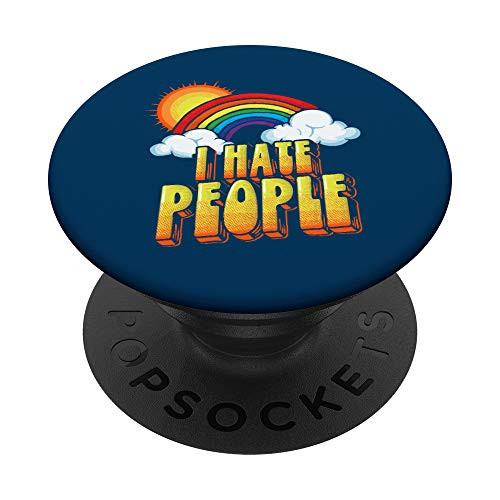 I Hate People Funny Antisocial Distressed Vintage Rainbow PopSockets PopGrip: Swappable Grip for Phones  and  Tablets