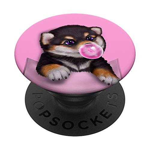 Black Tan Shiba Inu Dog in Pocket with Bubble Gum PopSockets PopGrip: Swappable Grip for Phones  and  Tablets