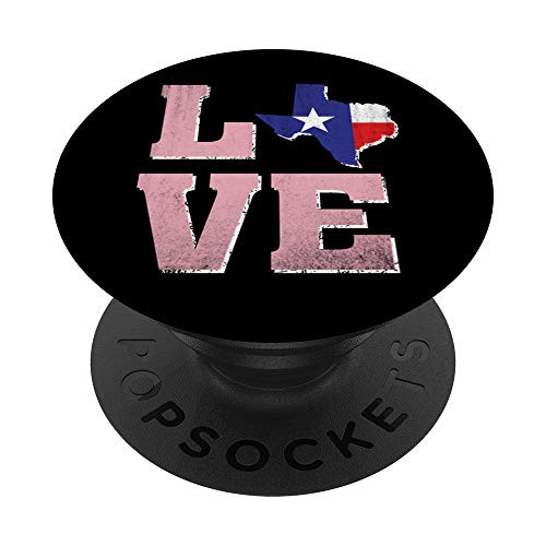 Love State of Texas - Pink with Texas Flag on Black PopSockets PopGrip: Swappable Grip for Phones  and  Tablets