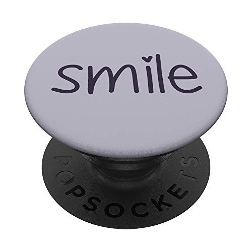 Cute Script Art OF Smile In Minimal Typography On Lavender PopSockets PopGrip: Swappable Grip for Phones  and  Tablets