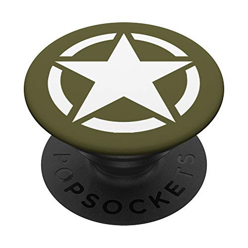 Military White Star Roundel - Vintage WW2 Vehicle Marking PopSockets PopGrip: Swappable Grip for Phones  and  Tablets