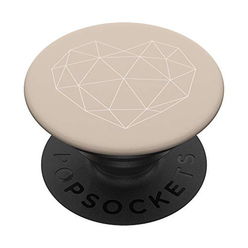 Cute Geometric Heart Shape Tan Sand Beige Design PopSockets PopGrip: Swappable Grip for Phones  and  Tablets
