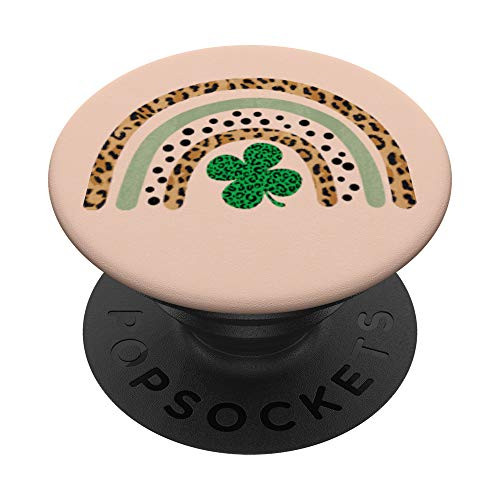 Lucky St. Patrick's Day Boho clover leaf Leopard Rainbow-Tan PopSockets PopGrip: Swappable Grip for Phones and Tablets Lucky St. Patrick's Day Boho clover leaf Leopard Rainbow-Tan PopSockets PopGrip: Swappable Grip for Phones and Tablets