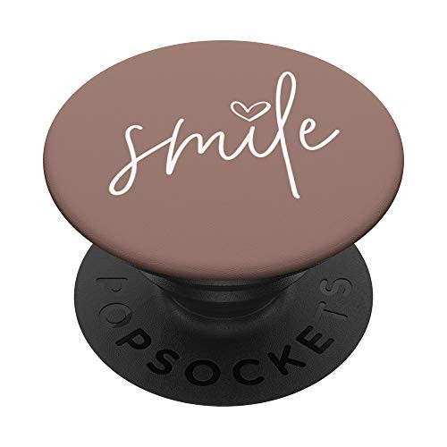 Smile Positive Inspirational Quote - Tawny Caramel Tan PopSockets PopGrip: Swappable Grip for Phones  and  Tablets